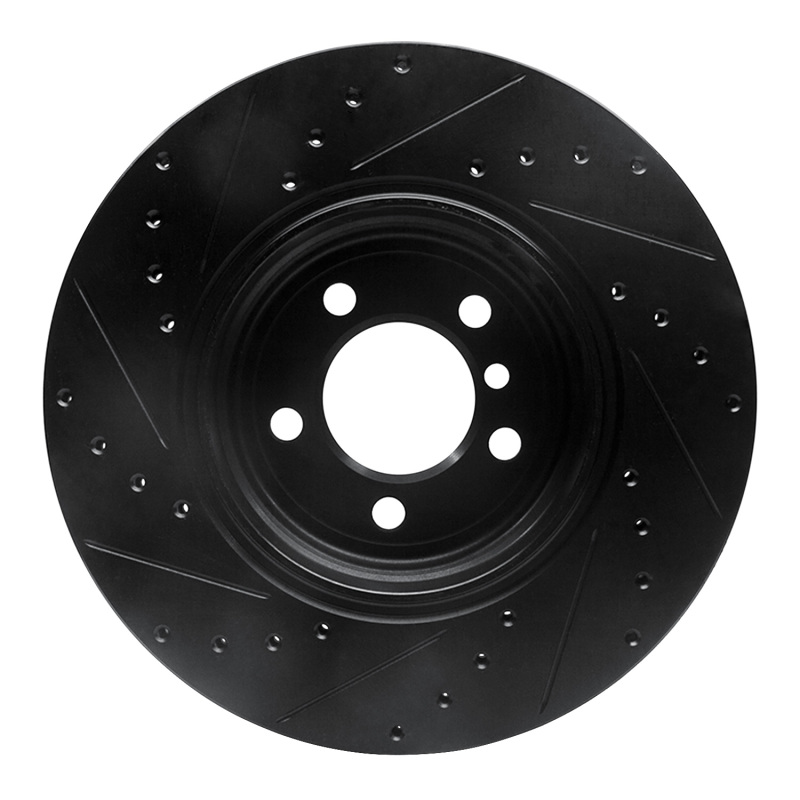 BMW 745LI Brake Rotor (1) - Rear Right - R1 Concepts - Drilled & Slotted - Black - `02-`05